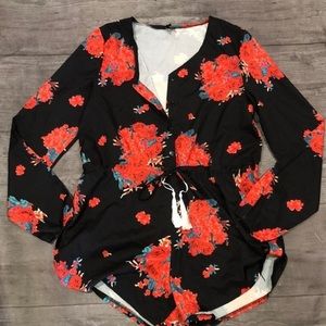 Choies black floral romper